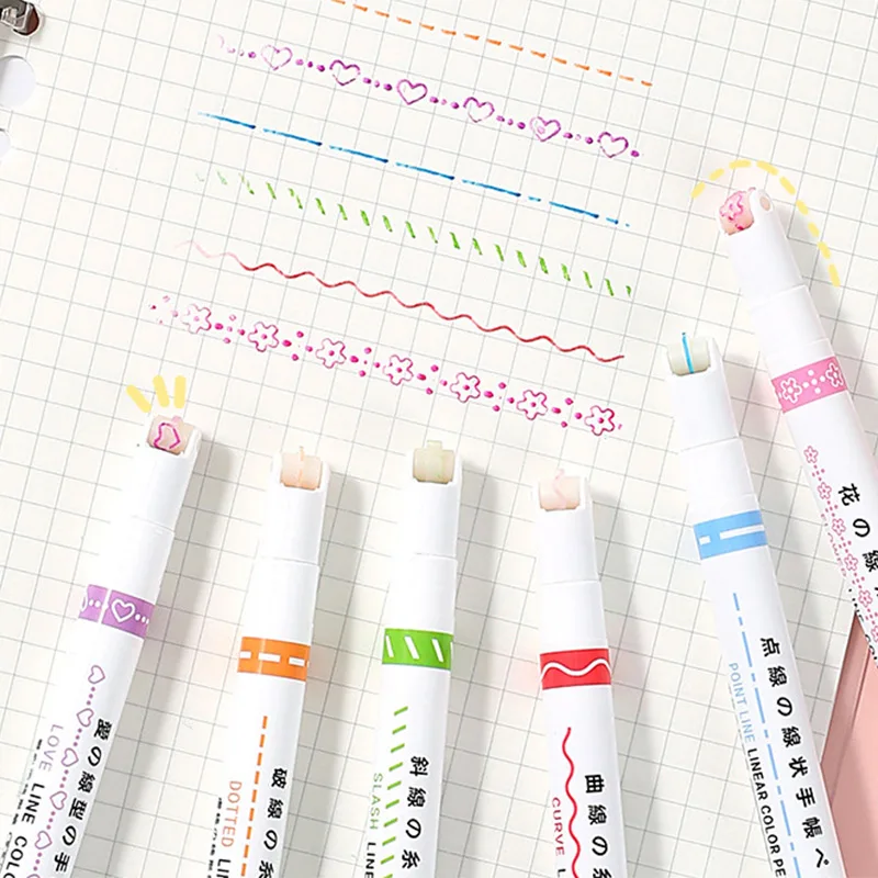 Маркеры двусторонние быстросохнущие для чтения 6 шт.