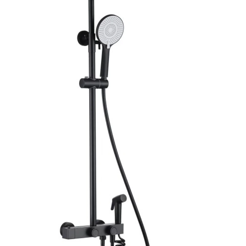 

Constant temperature shower hand-held shower set, constant temperature water plating, four gear black bathroom, flush mounted sh
