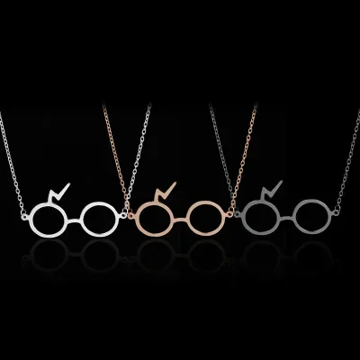 Harry Glasses Necklace Pendant Potters glasses Geek European and American movie Long chain necklace gift