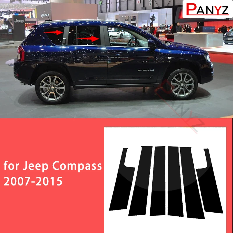 

For Jeep Compass 2007-2015 6PCS Polished Pillar Posts Fit Window Trim Cover BC Column Sticker Chromium Styling