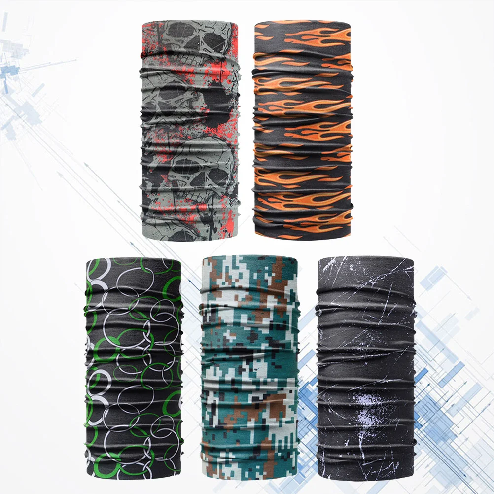 

5pcs Cover Outdoor UV Multipurpose Neck Gaiter Cover Balaclava Scarf Cover for Men and