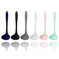 silicone ladle soup spoon kitchen hanging long handle anti scald soup spoon non stick meal dinner scoops unbreakable large spoon