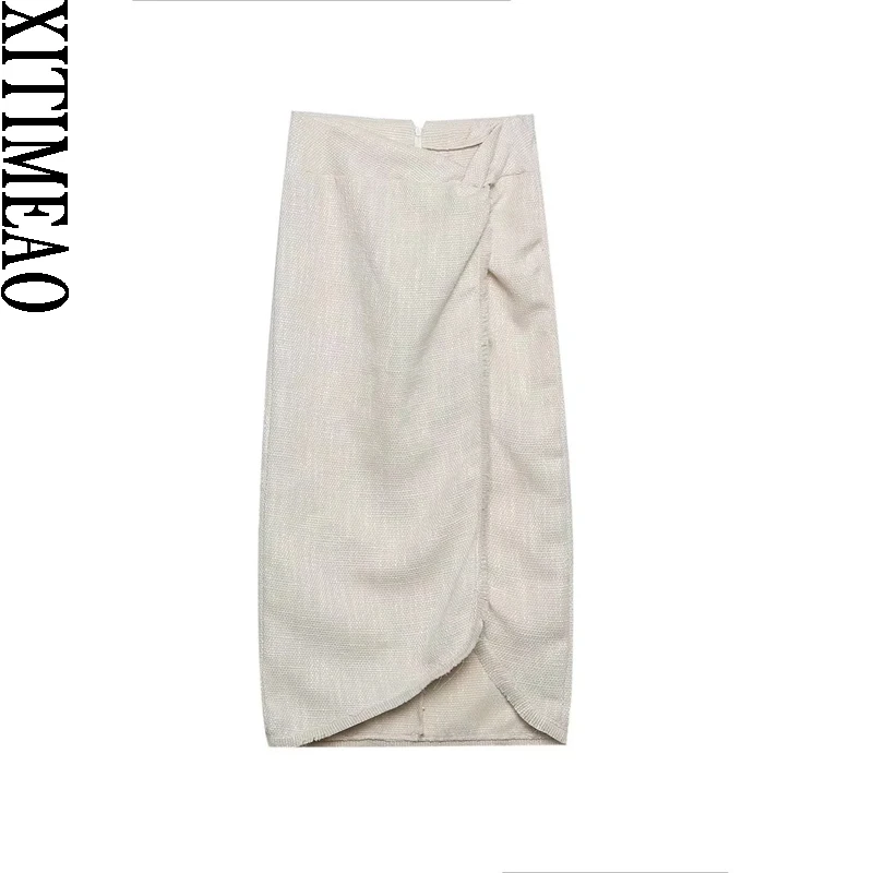 

Юбка миди женская с завышенной талией и молнией сзади