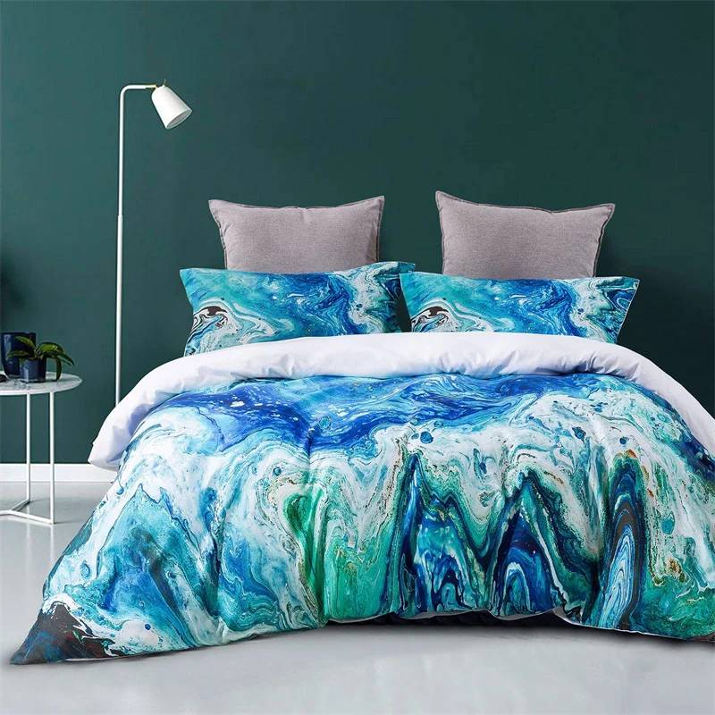 

Duvet Cover Blue Soft Lightweight Modern Marble Aesthetic Bedding Comforter Cover Coastal Duvet Cover Beach Themed King Decor
