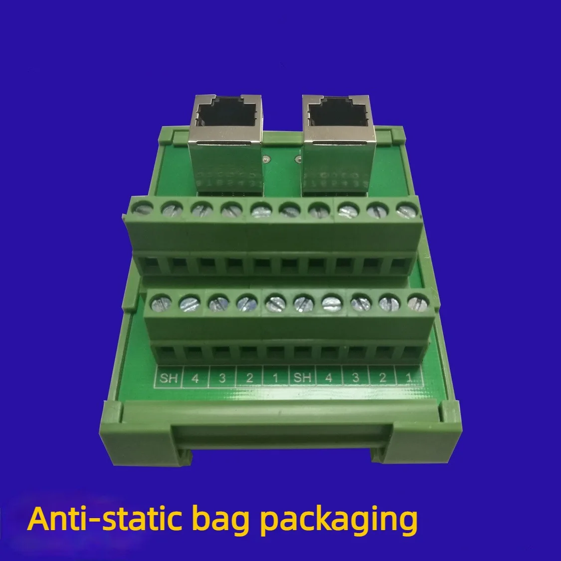 

RJ45 to Terminal Block, Dual Network Port to Terminal, Network Cable Wiring Module Frame, DIN Rail Installation