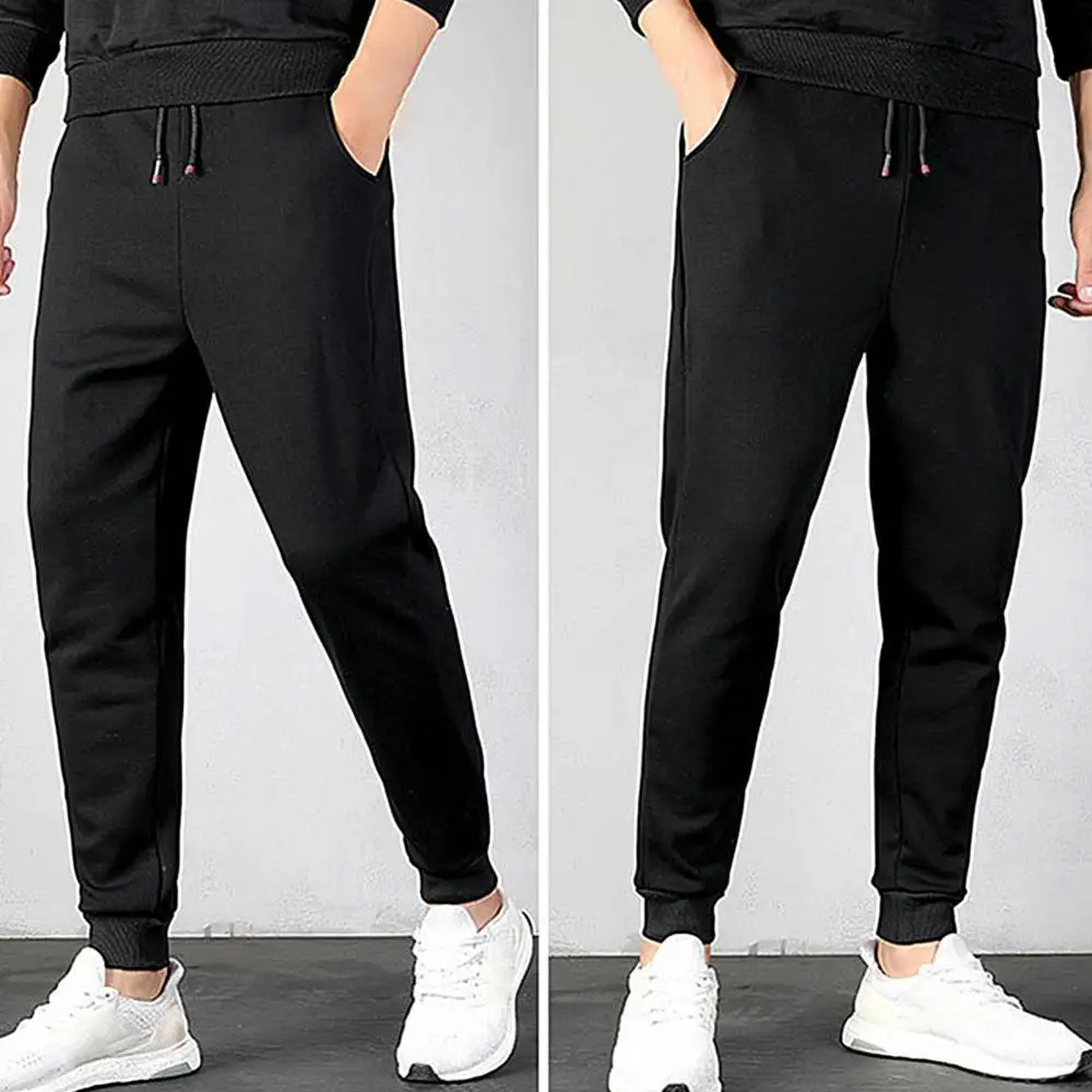 

Pants Men Sweatpants Drawstring Winter Ankle Tied Plush Liner Sport Trousers