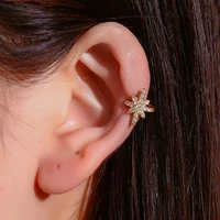 gold eight pointed star ear clip 2022 new product trend woman fashion light luxury inlaid zircon classic star earring jewelry