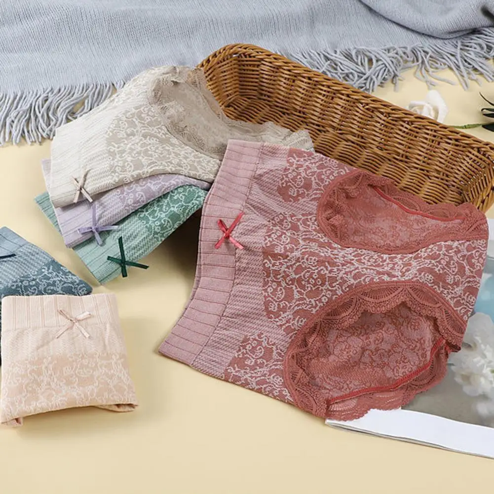 

Floral Print Stylish High Waist Lace Lady Panties Soft Women Panties Little Bow-knot Female Clothes