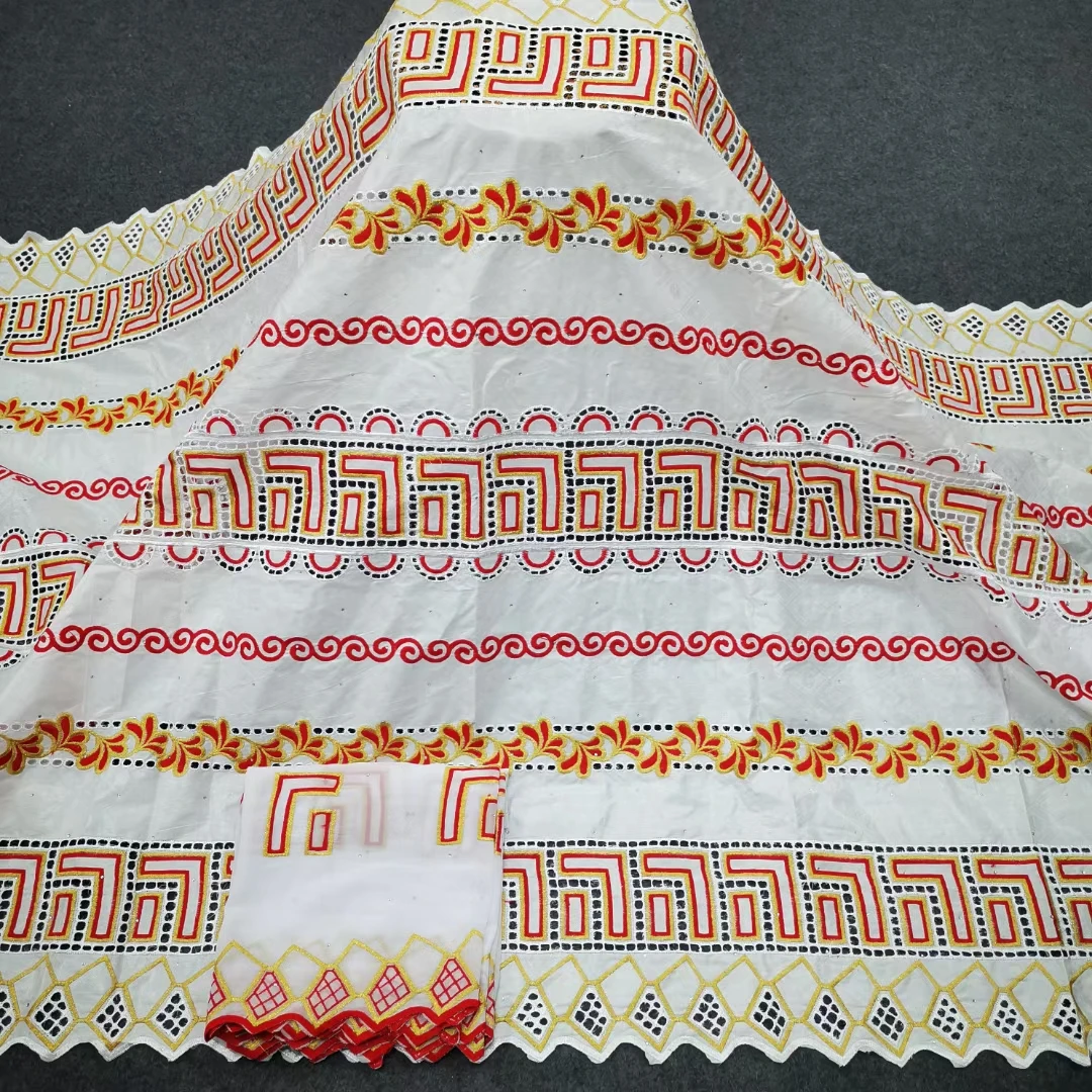 Purple Bazin Brode African Lace Fabric Wedding Nigerian Riche High Quality 5+2Yards Swiss KYC22108