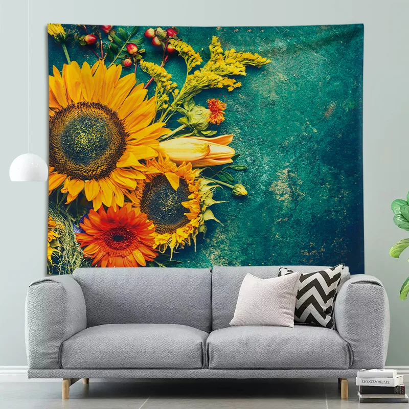 

Large Sunflower Tapestry Plant Art Plush Painting Background Creative Tapestry Wall Hanging Tapiz Colgante Home Decoration DG50T
