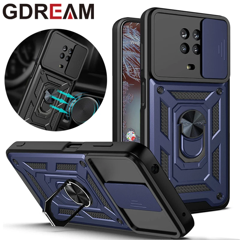 

GDREAM Shockproof Phone Case For NOKIA C1 C10 C20 C30 Magnetic Ring Holder Push Window Protective Cover For NOKIA G10 G20 X100