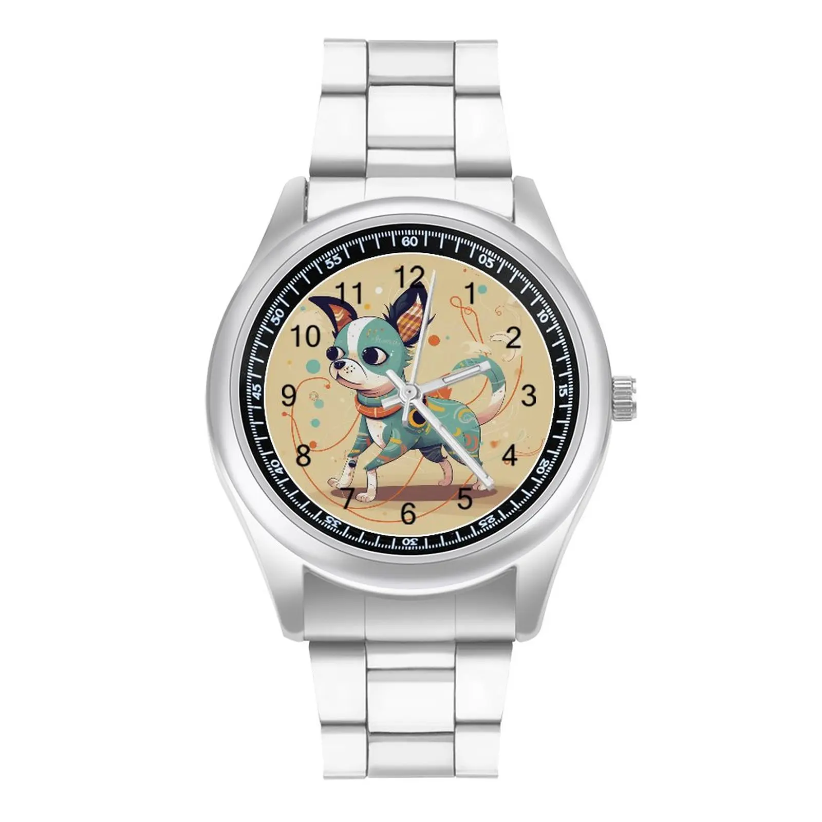 

Dog Quartz Watch Gouache Cartoon Casual Man Wrist Watches Photo Stainless Home Promotion Wristwatch