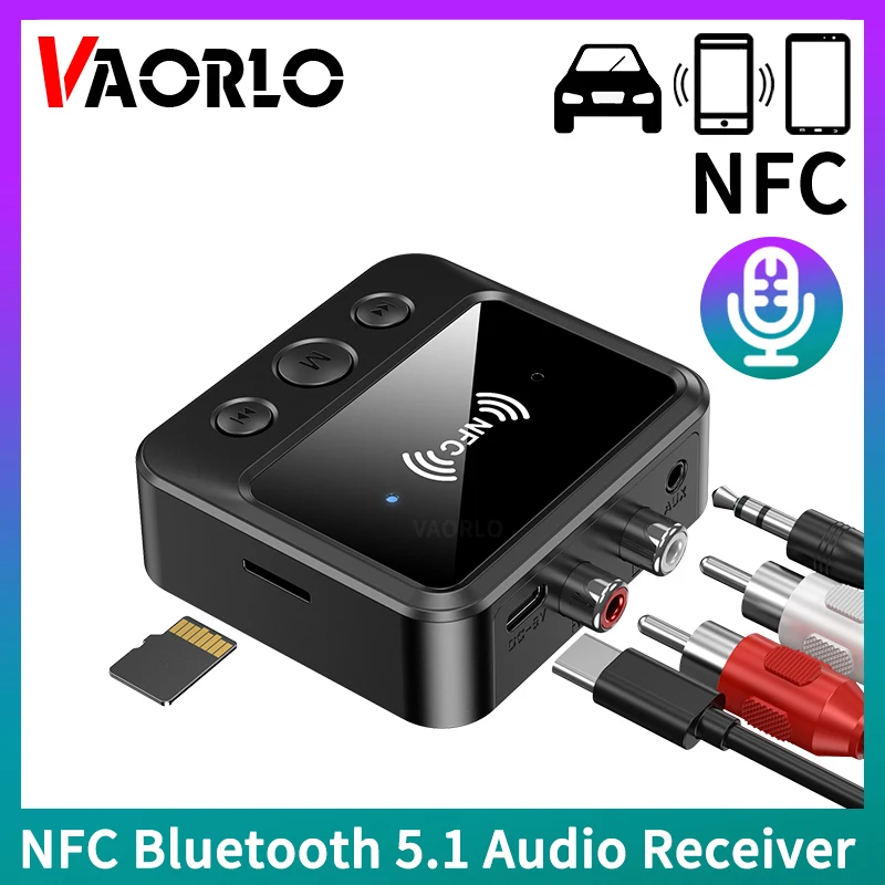

NFC Bluetooth 5.1 Audio Receiver True Stereo Music Wireless Adapter TF Card R/L RCA 3.5mm AUX Jack With Mic For Car kit Speaker