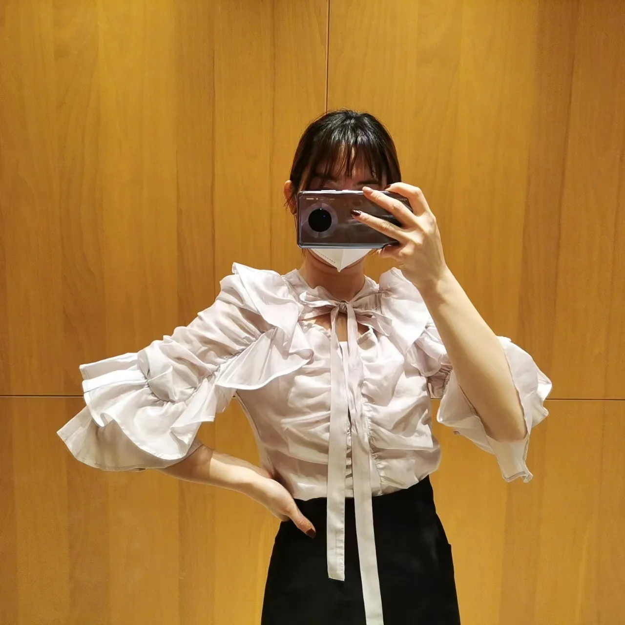 Kuzuwata 2024 Весенняя рубашка в японском стиле Блузы с оборками на шнуровке