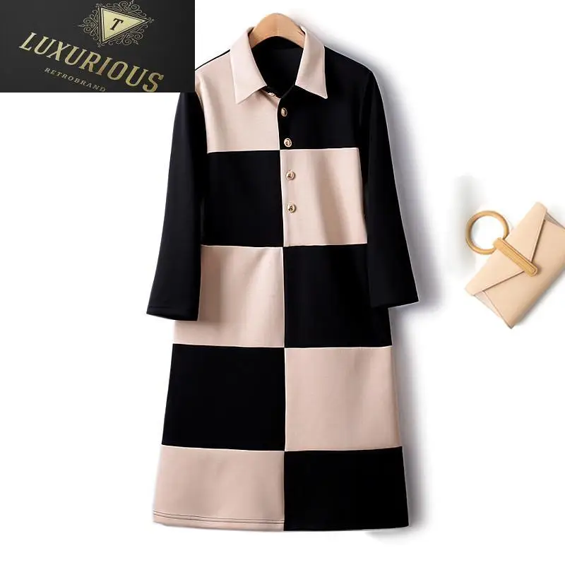 

Платье женское хлопковое в клетку, с отложным воротником, 4XL