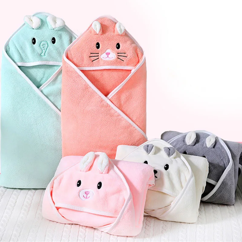 

Baby Bath Towel Baby Towel Newborn with Hood Cartoon Coral Fleece Infant Towels Blanket Newborn Baby Bathrobe Infant 80*80cm