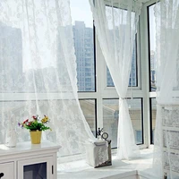 2022 2pcs embroidery lace window screen jacquard curtain pastoral style sliding window curtain drapes