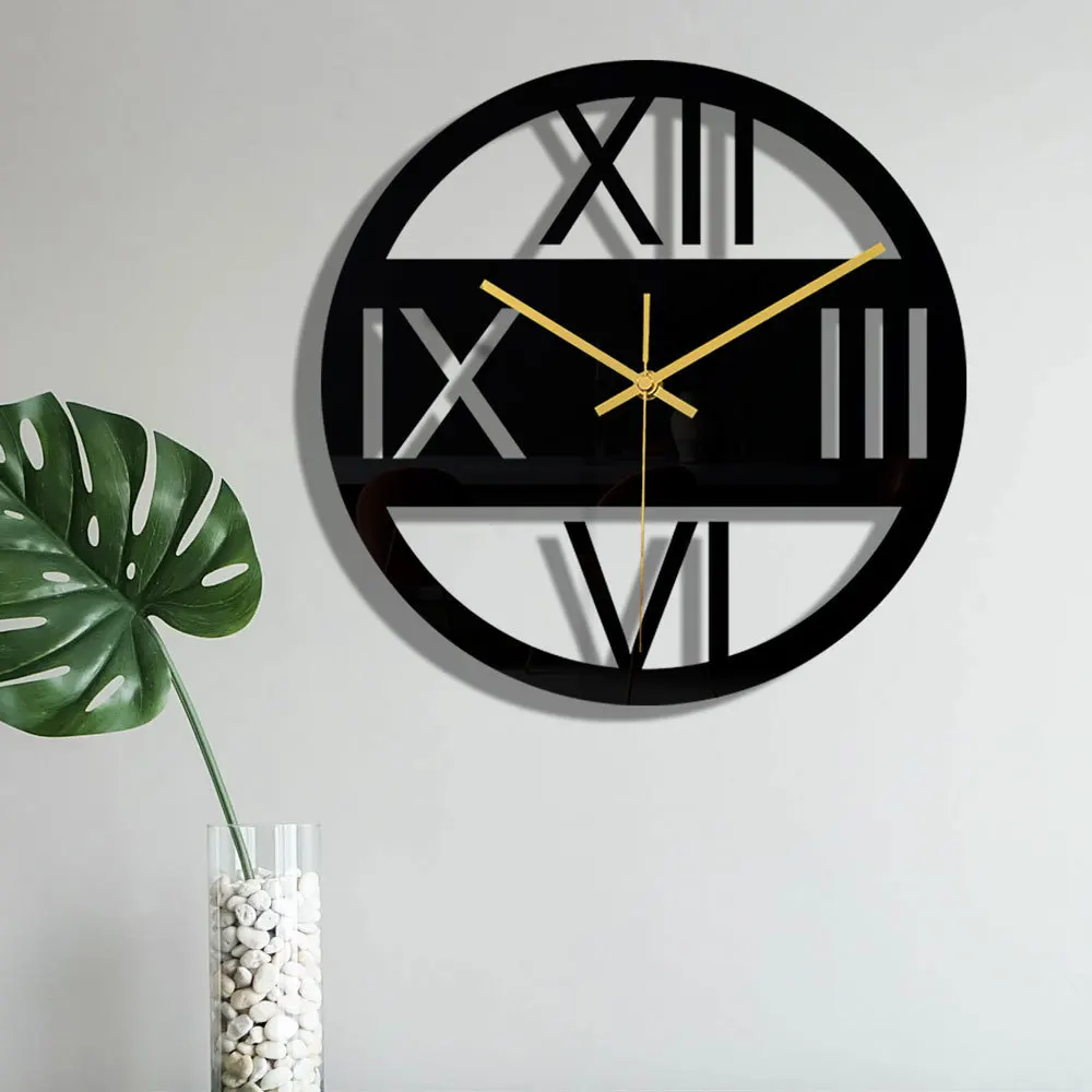 

3D Stereo Black Acrylic Round Digital Wall Clock Living Room Home Decoration Simple Wall Clock