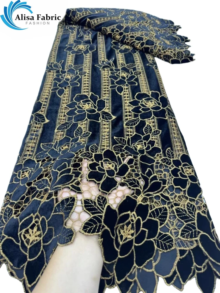Новинка 2024 изящная мягкая вышитая бархатная кружевная ткань лучшего качества 5