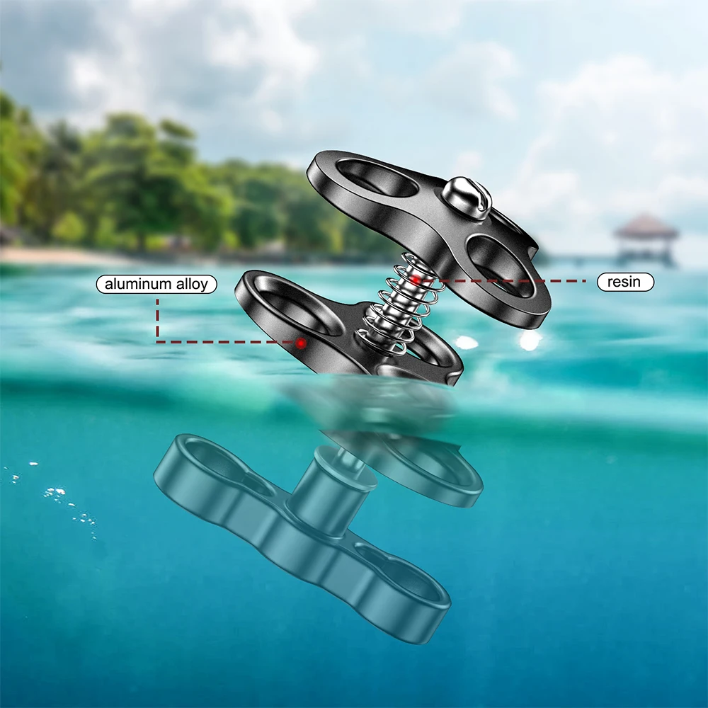 Фото Монтажное крепление Seafrogs с шариковым зажимом 1 дюйм, стандартное Подводное крепление с шариковым зажимом, переходник с зажимом на 360 градусо... №1