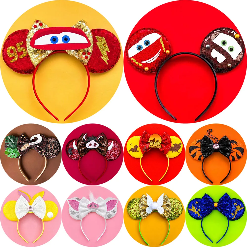 Disney Cars Mickey Mouse Ears Headbands for Girls Headband Adult Girl Accessories Kids Hair Headwear for Disney Carnival Party