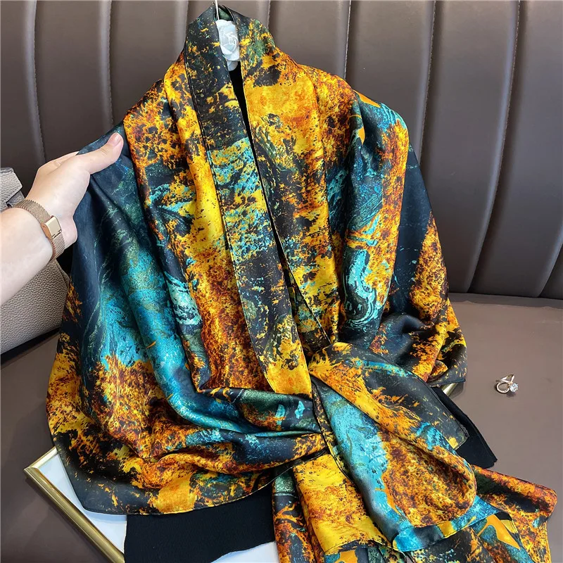 

Summer Beach Shawl 2022 Luxury Brand Women Silk Scarf Wrap Designer Scarves Female Pareo Foulard Stoles Ladies Muffle rBandana