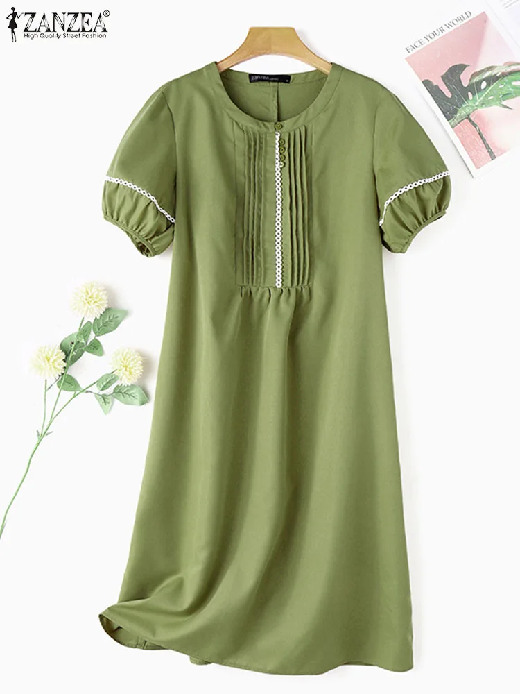 Платье ZANZEA женское с пышными рукавами