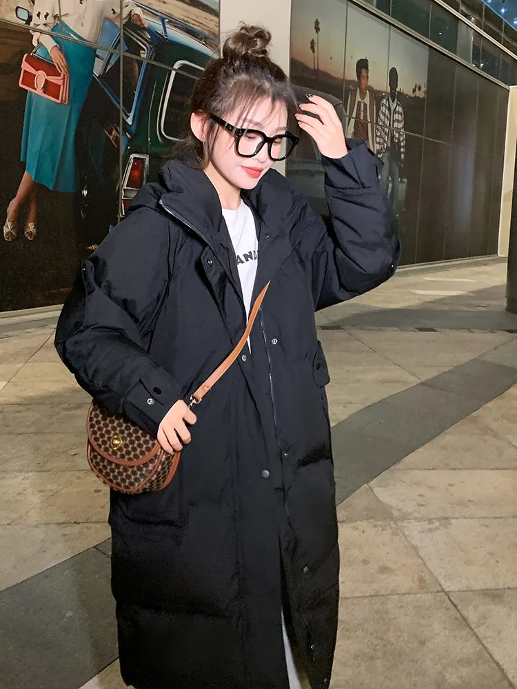 Vielleicht Long Autumn Winter Jacket Women Thicken Warm Hooded Coat Oversized Loose Puffer Outerwear Korean Fashion 2022 Parkas