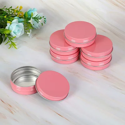 

50Pcs 5g 10g 15g 20g 30g 50g 60g Empty Pink Aluminum Tins Cans Screw Top Round Candle Spice Tins Cans with Screw Lid Containers