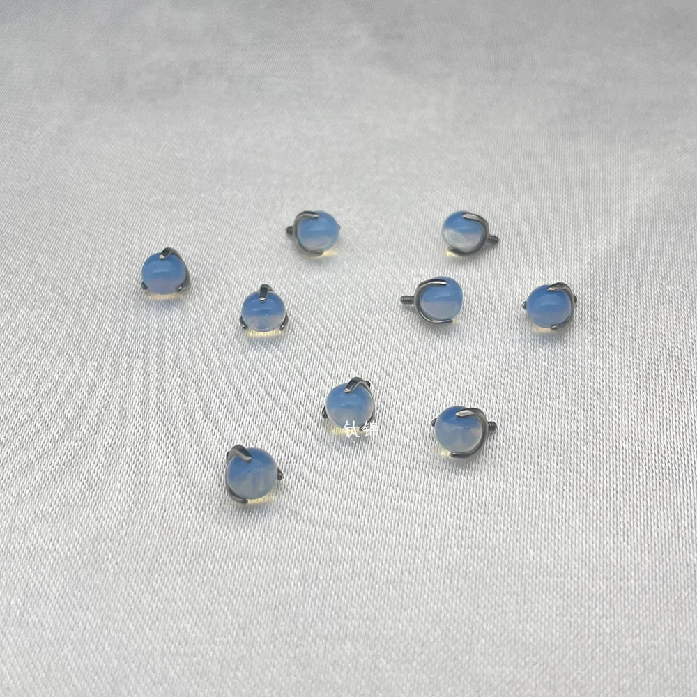 Титановый сплав F136 серьги из натурального лунного камня шпильки для губ носа