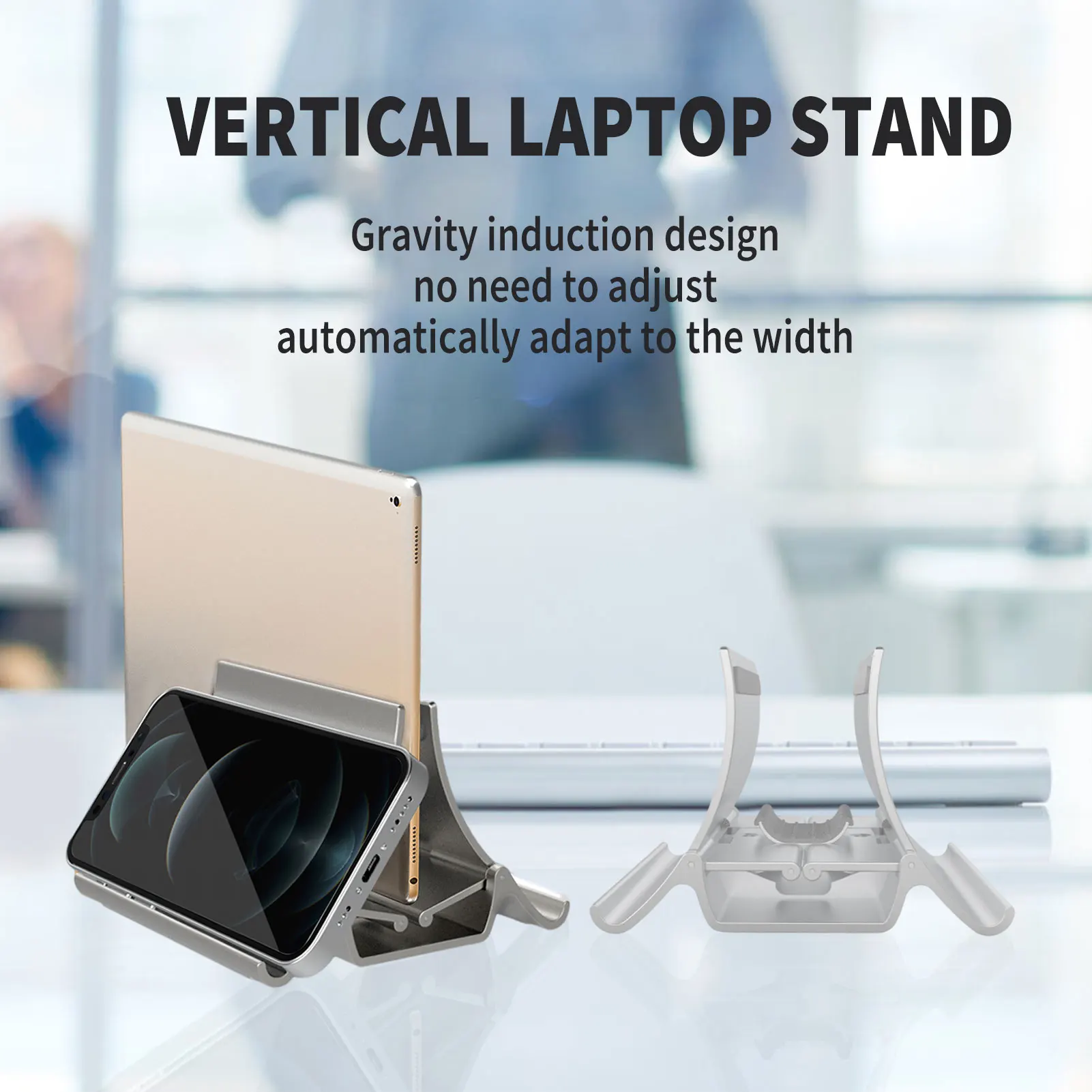 Vertical Adjustable Aluminium Laptop Stand For MacBook Pro Air Notebook Tablet Mount Storage Support Base Book Holder