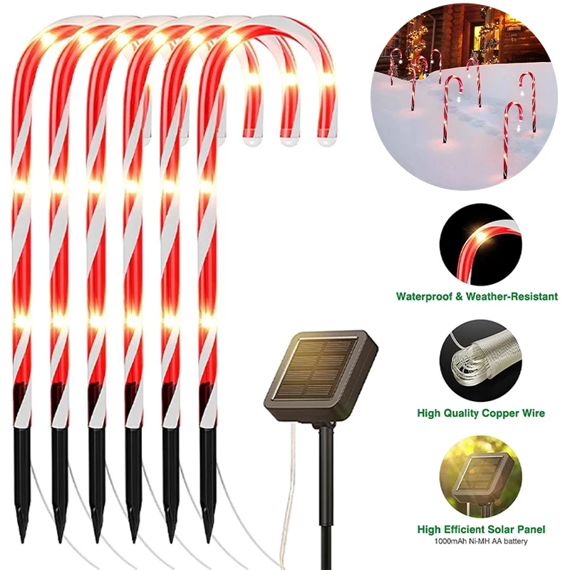 

10 шт., светодиодные фонари на солнечной батарее, 8 режимов