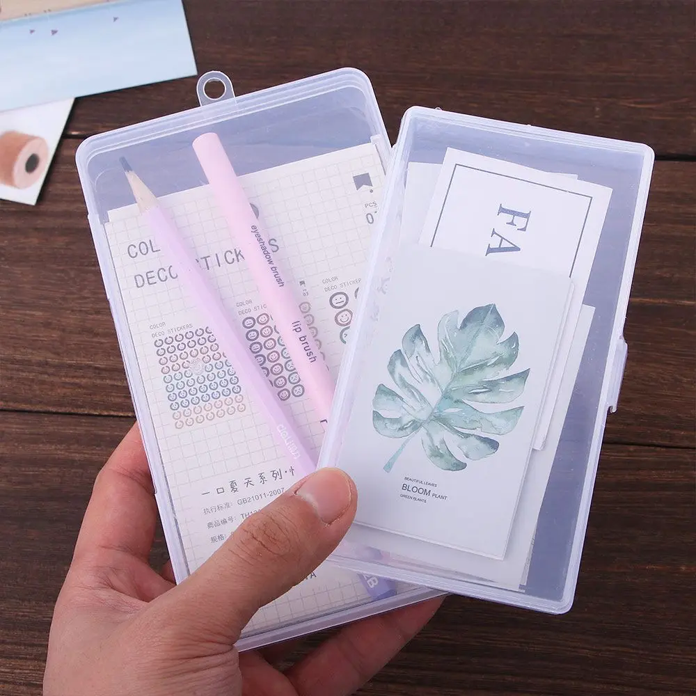 

1 PC Stationery Stickers Plastic Storage Box Organizer Container Art Tool Case for Craft Desktop