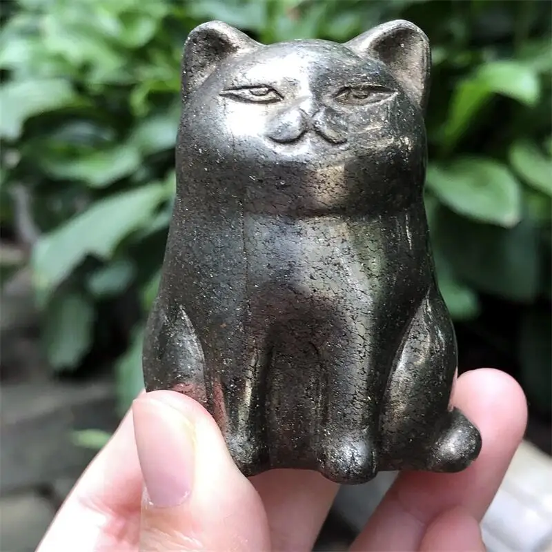 

Natural Stone Crystal Handmade Ruby In Zoisite Carved Polished Cartoon Cat Powerful Statue For Home Decor Gift