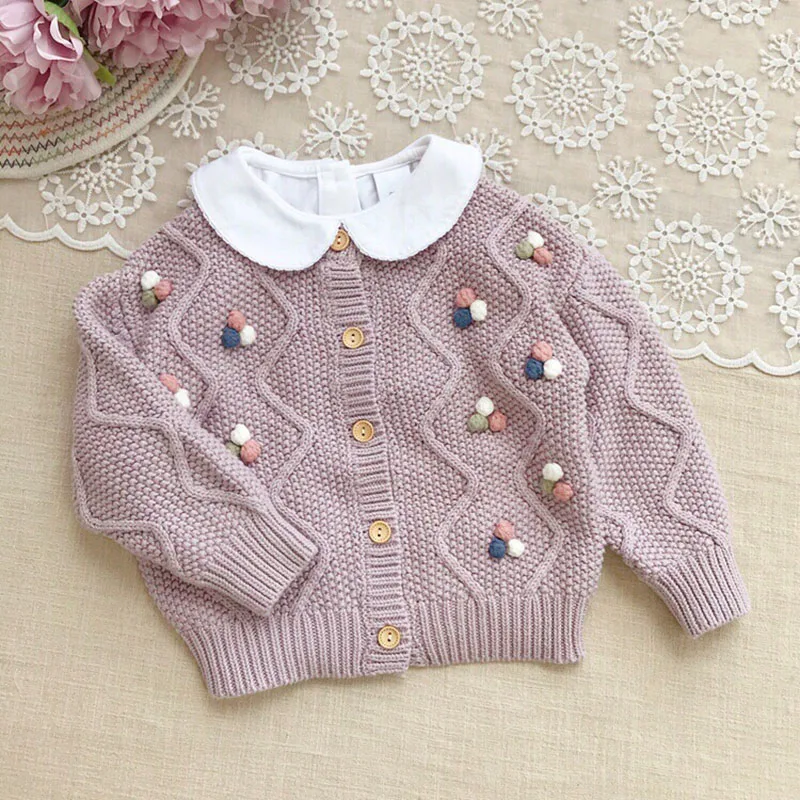 

MILANCEL 2023 Autumn New Long Sleeve Cardigan For KIds Girls Fashion Solid Sweater