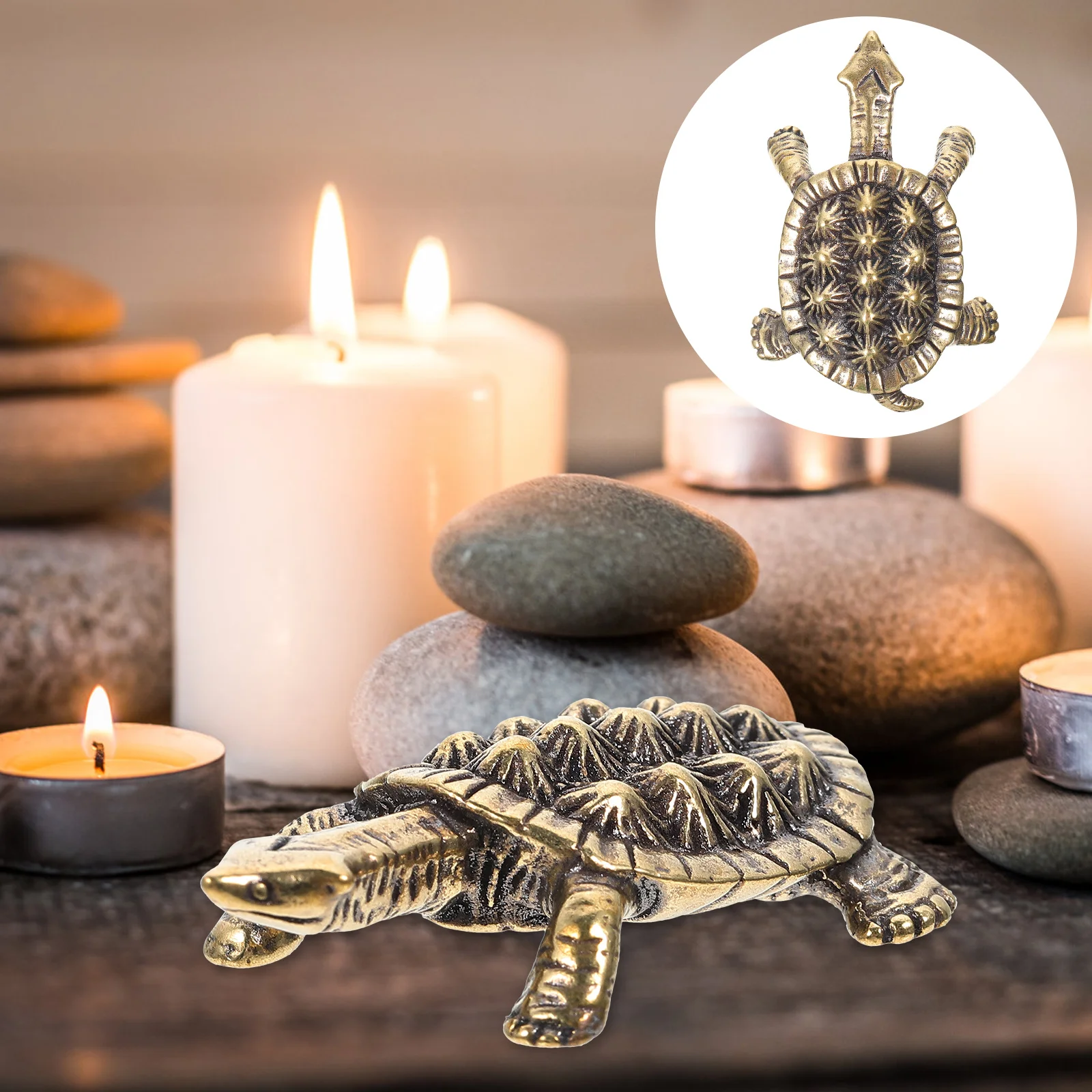 

Turtle Statue Brass Figurine Sculpture Ornament Shui Tortoise Figurines Feng Animal Desktop Sea Wealth Prosperity Decor