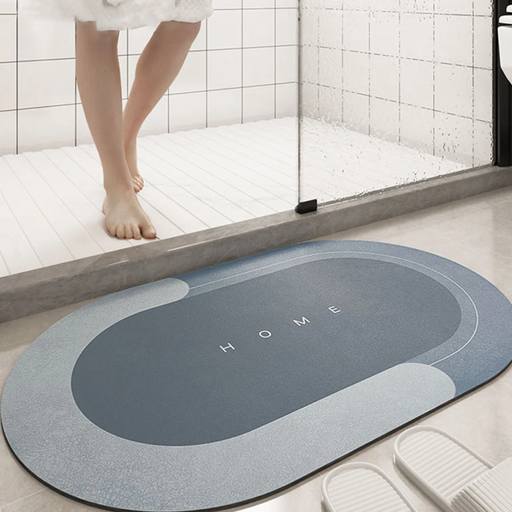 

Oval Water Absorbing Bath Mat Chic Bathroom Water-Absorbent Quick-Drying Carpet Shower Floor Mats Floor Mat For Home Using