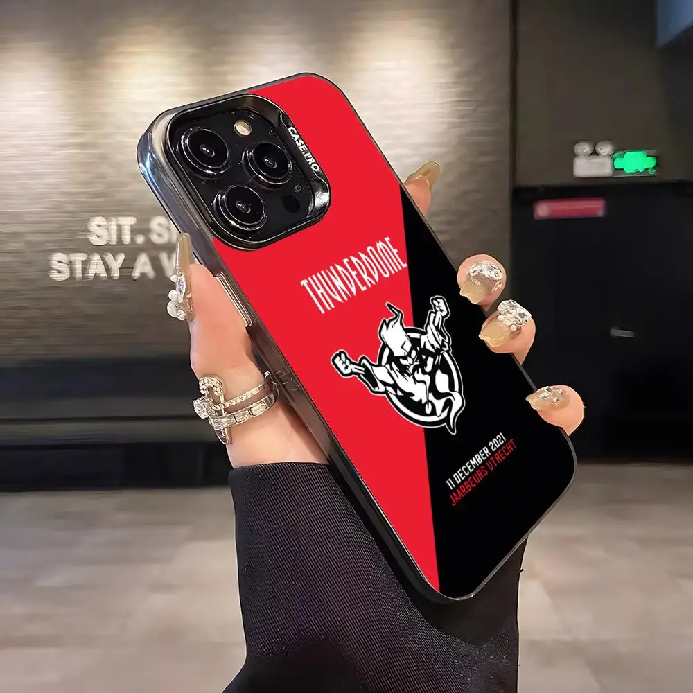 MINISO-Thunderdome Music Phone Case Matte Colored Silver For Iphone 16 15 14 Pro 13 12 Plus 11 Luxury Cover