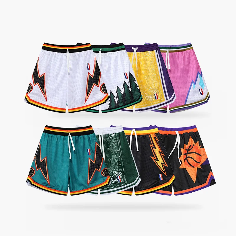 

Basketball Shorts For Men Full Sublimation Prints Patchwork Drawstring Fitness Running Training Short Pants Quick Dry Trackpants