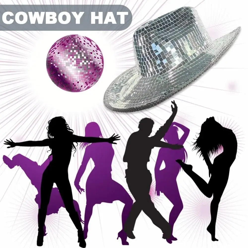 

Stunning Party Dance Hat Classic Disco Ball Hat Mirror Disco Cowboy Hat Reflective Sequins Glitter Disco Cap