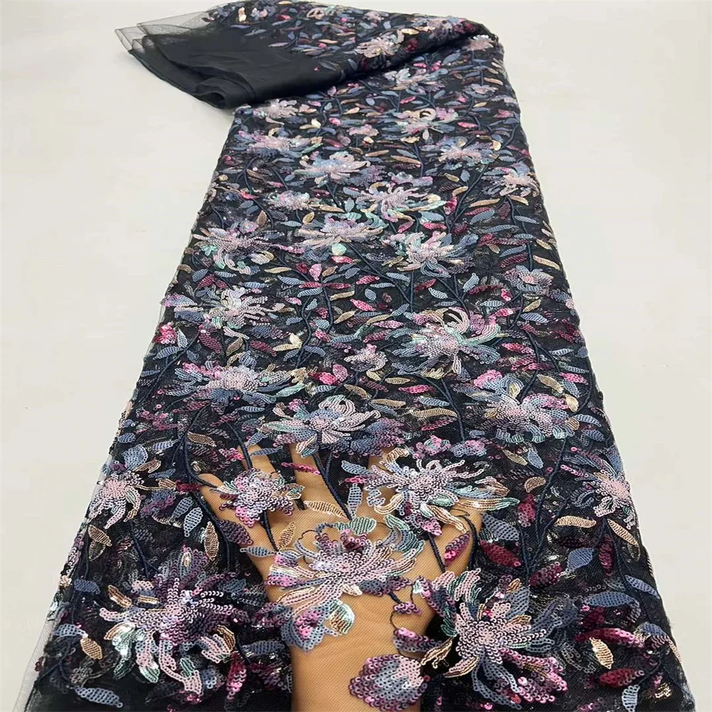 Новинка 2024 африканская нигерийская Изысканная кружевная ткань с блестками