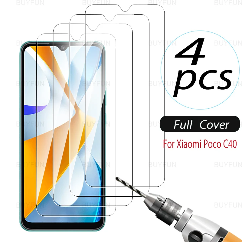 

Защитное стекло для экрана Poco C40, 6,71 дюйма, 4 шт., HD, закаленное стекло для Xiaomi Poco C40 Poko Poxo C 40 220333QPG, защитная стеклянная пленка