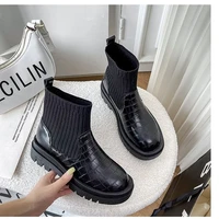 2022 new women sock boots ladies comfortable thick bottom round toe female ankle boots casual warm shoes woman slip on shoes