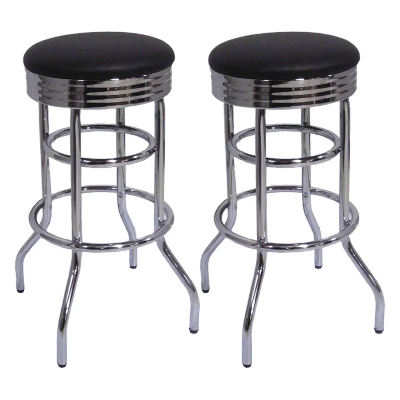 

TRINITY 29 in. Chrome Swivel Barstool 2pk. - Black bar stool Bar Furniture Commercial Furniture