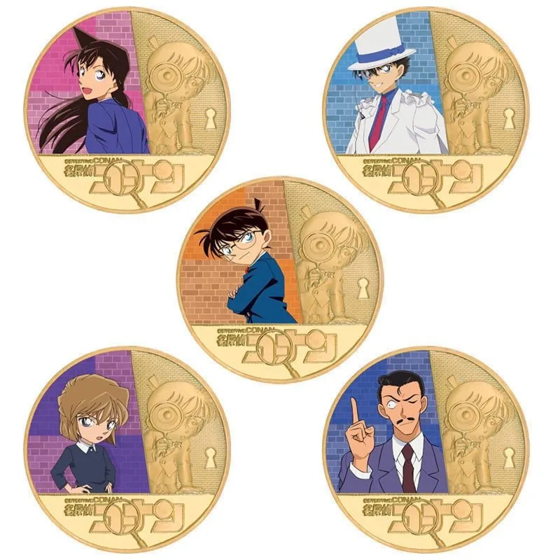 Фото Детектив Конан периферийные памятные монеты мультфильм аниме Haibara Ai Maori Lan Kaitou Kidd коллекция подарков на день рождения №1