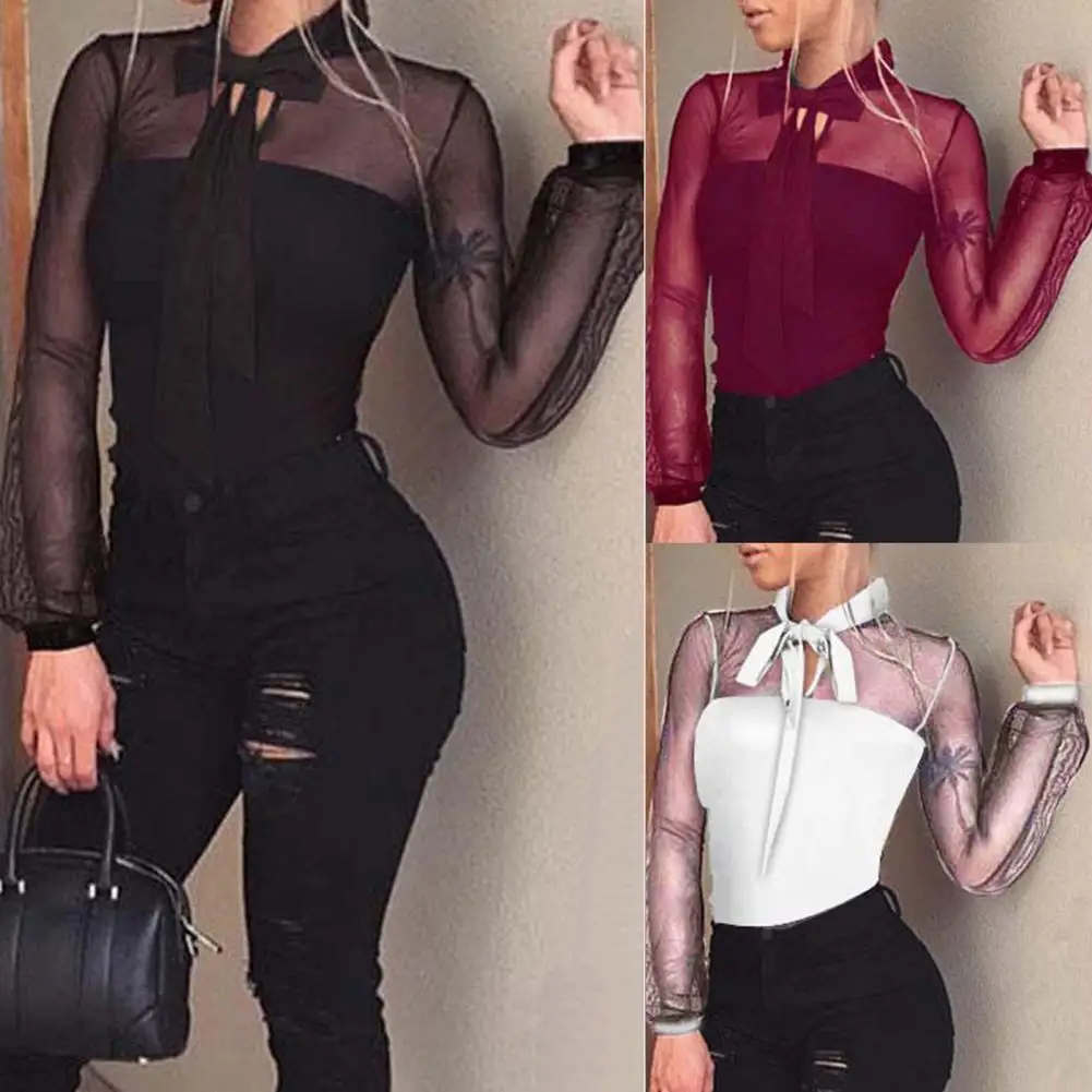 

Женское однотонное боди с V-образным вырезом, весеннее Сетчатое боди в стиле пэчворк для повседневной носки