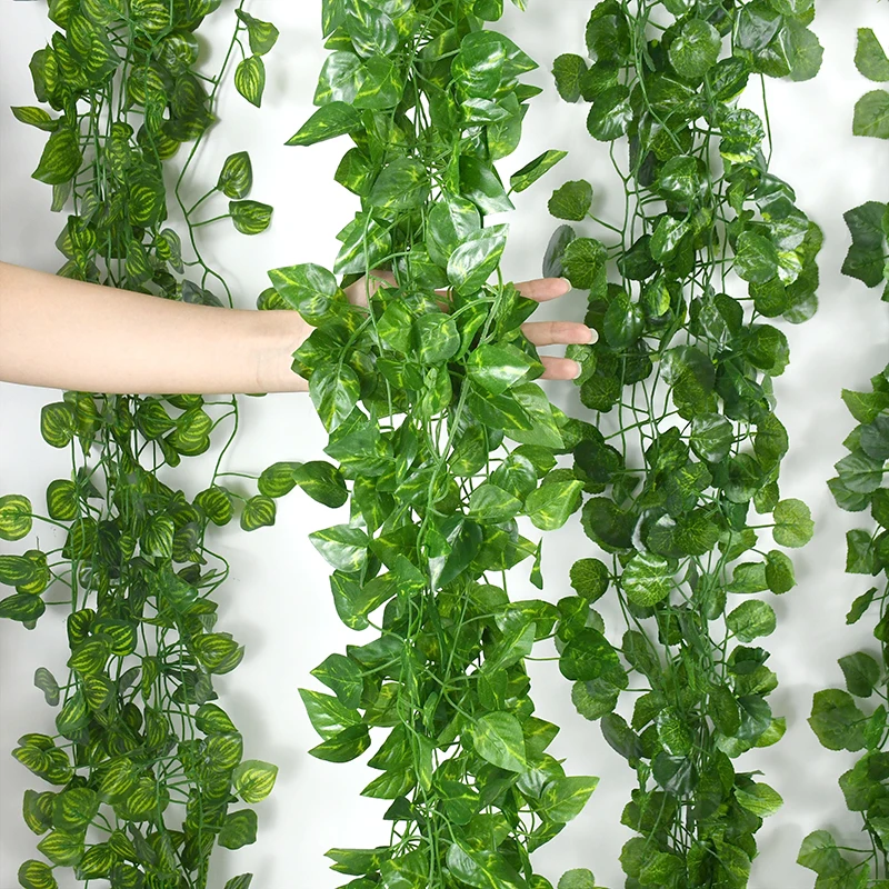 

Artificial Plant Silk Leaf Vine Garland, Green Grape Leaves, Ivy for Wedding, Home Wall Hanging, DIY Decor, Party, 2.1m, 12Pcs