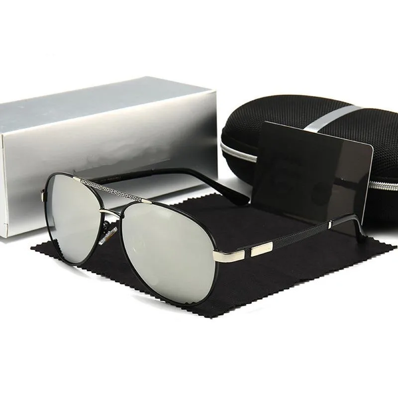 

Men Sunglasses Brand Polarized Designer With Box Trend UV400 Mirror Shade Sun Glasses Beach Driving Outdoor Sport Eyewear