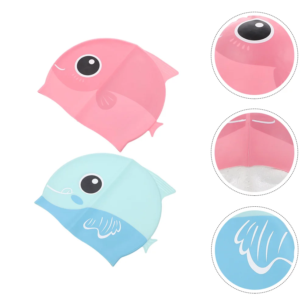 

2 шт., силиконовая шапка для купания, с мультяшным принтом