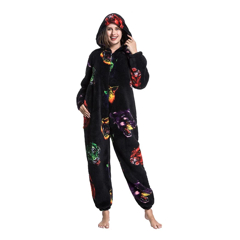 

Unisex Black Monster Costumes Onesies Corgi Hippo Zebra Printing Cosplay Pajamas Adult Pyjamas Animal Sleepwear Jumpsuit